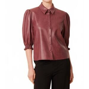 NEW DOLCE CABO marigold faux leather top in currant